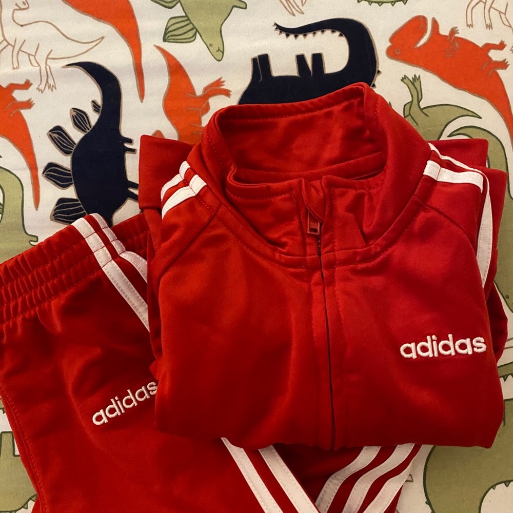 Red Adidas tracksuit